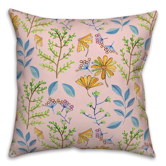 Summer Floral Print Throw Pillow
